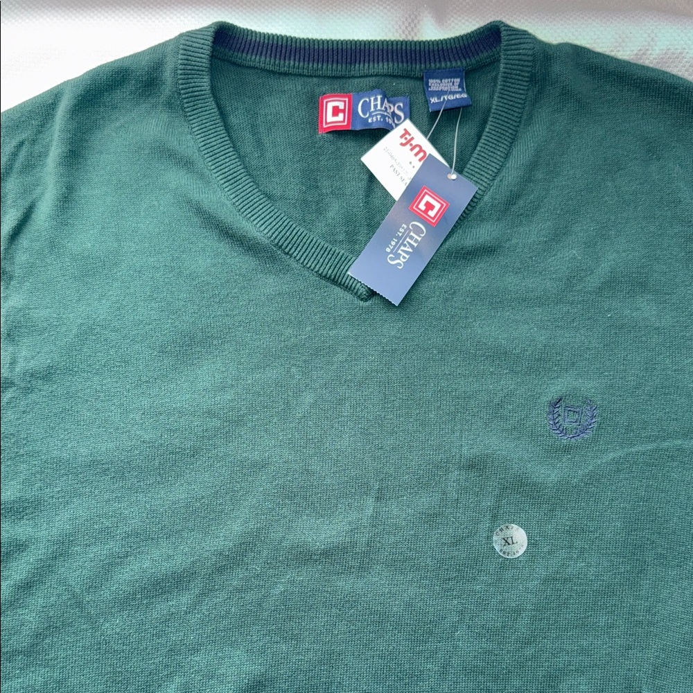 Chaps Men's Dark Green V-Neck Sweater Vest - XL